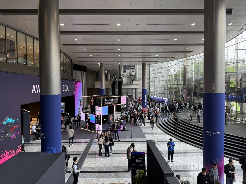 AWS Summit entrance and floor view
