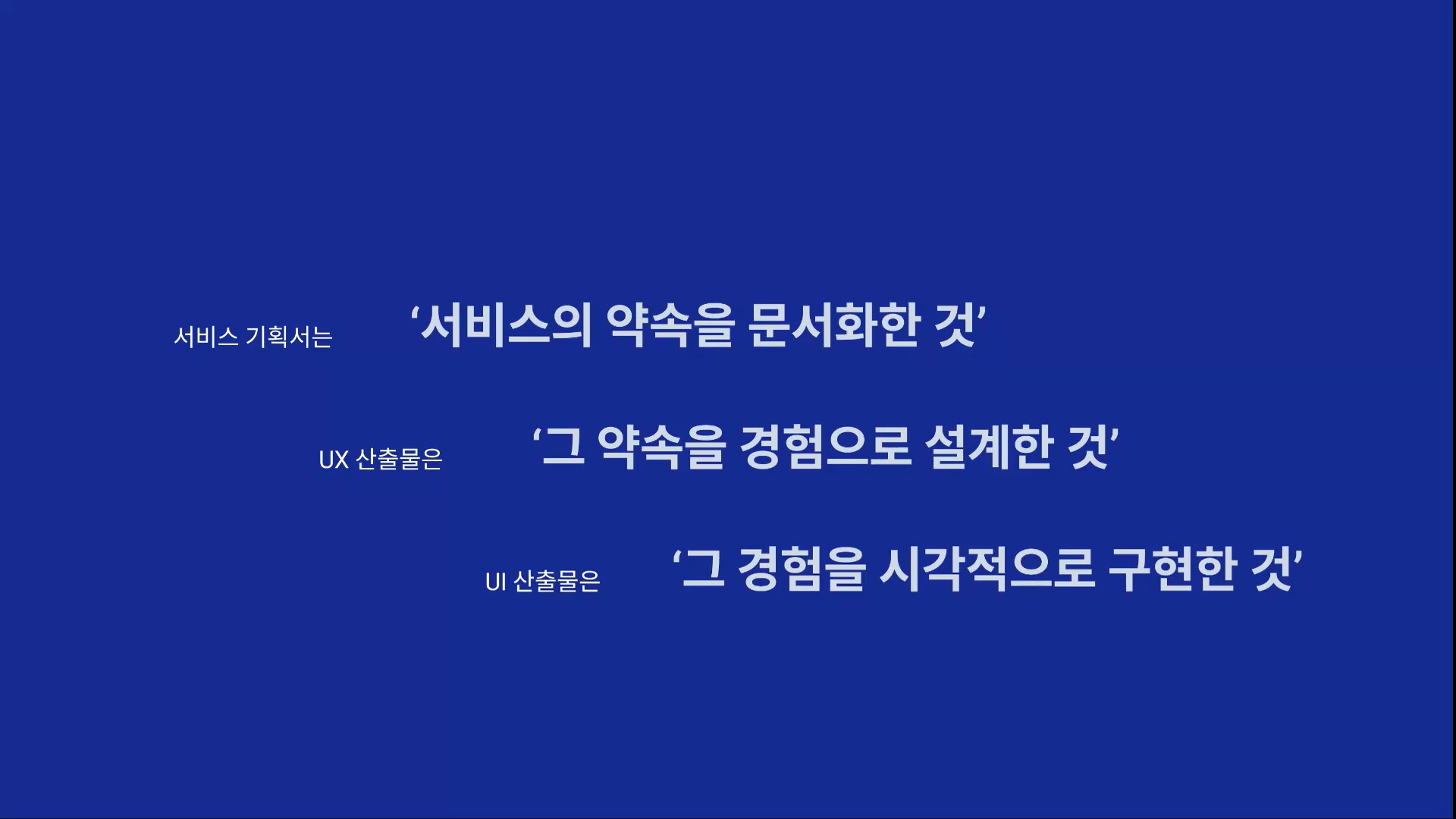 서비스 기획서, UX, UI 산출물의 관계 정리