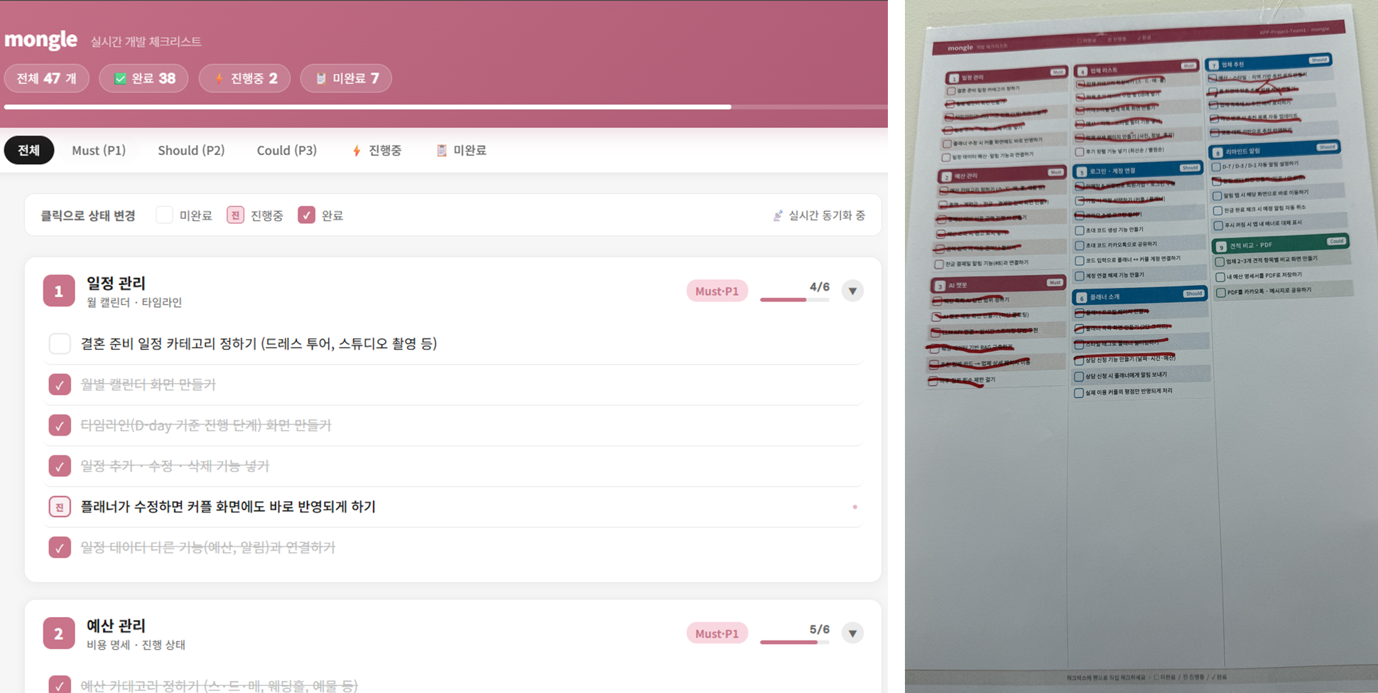 Mongle Day 7 협업량과 정리 흐름